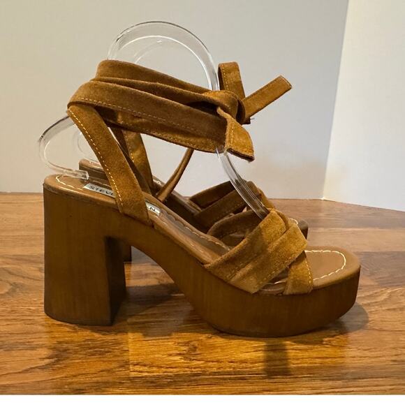 Steve Madden Women’s Rydley Leather Platform Sandals – Cognac – Size 7 – NWT - Picture 2 of 10
